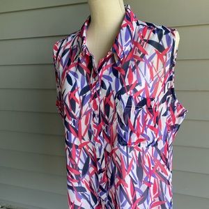 The Flamingo - sleeveless button down top
